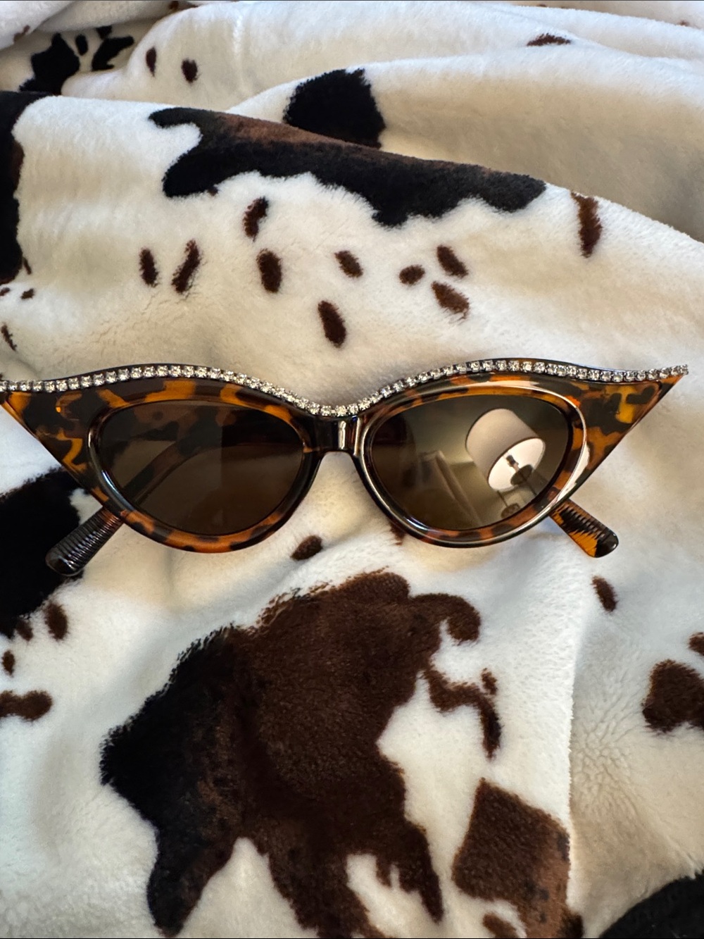 Source Unknown Tortoiseshell Cat-Eye Sunglasses with Rhinestone Accent - Brown